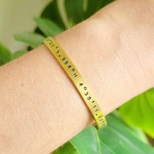 Classic Gold Brass Latitude Longitude Points England Geo Coordinates Bangle